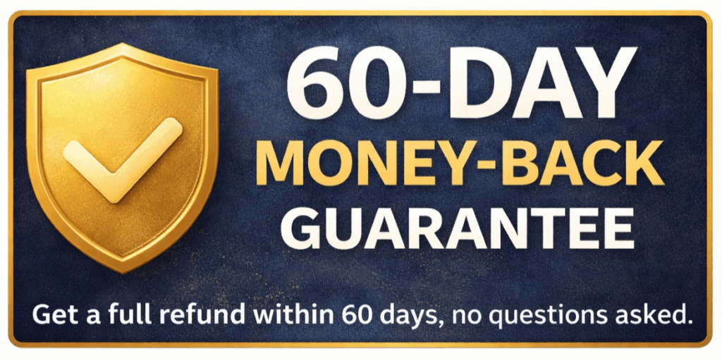 60 day money back guarantee badge for the From Poverty to Financial Stability ebook