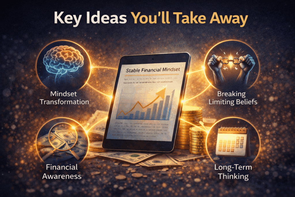 Illustration showing key mindset ideas for financial clarity and long-term stability