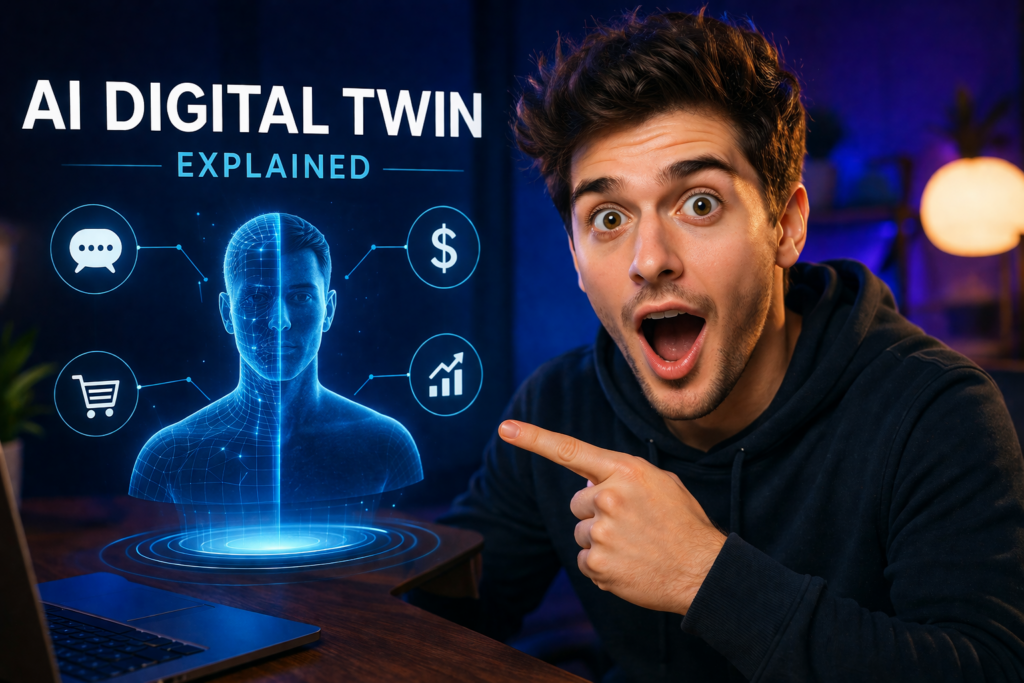 ai digital twin system showing automation and online income process