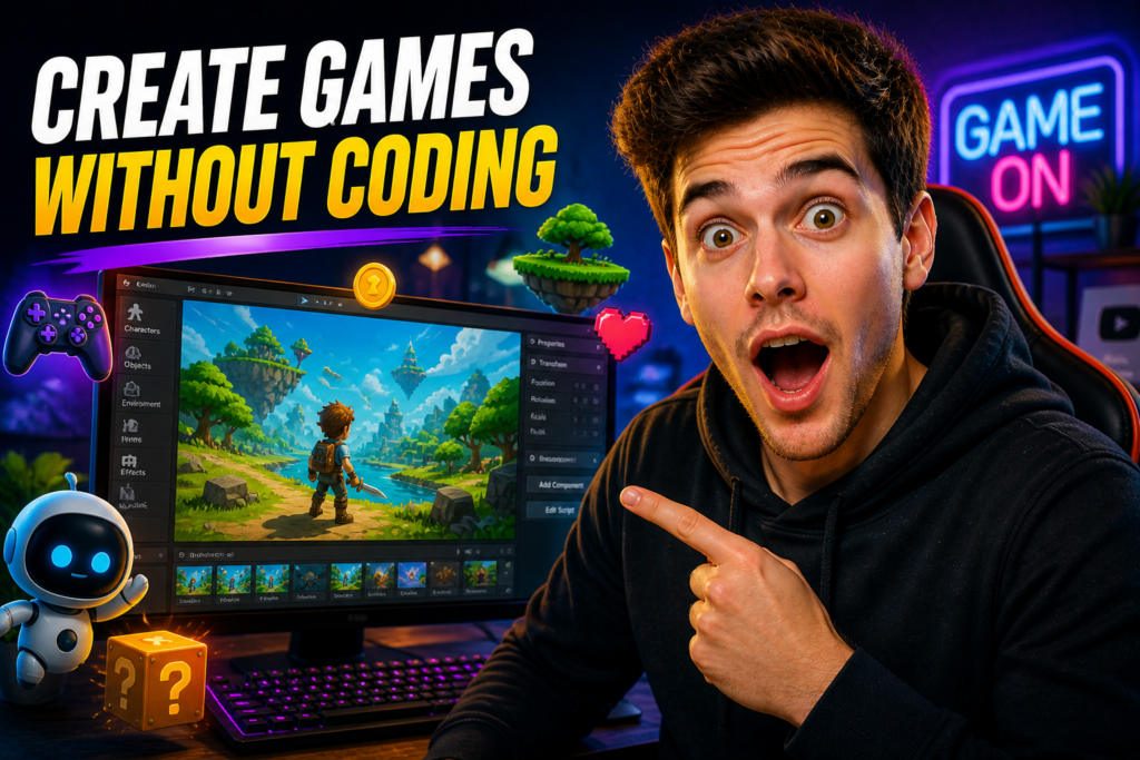 create game without coding using ai tools and no code development